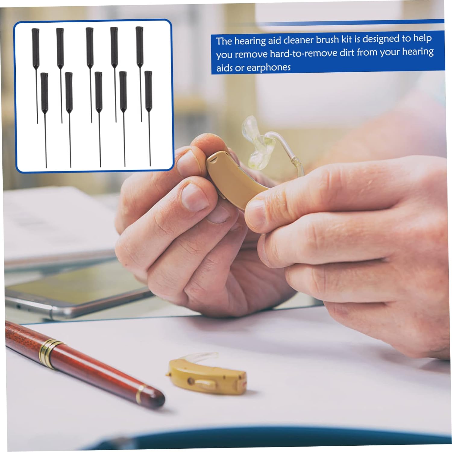 10pcs Hearing Aid Cleaning Kit Ear Suction Tool Cleaning Rod for Hearing Aids