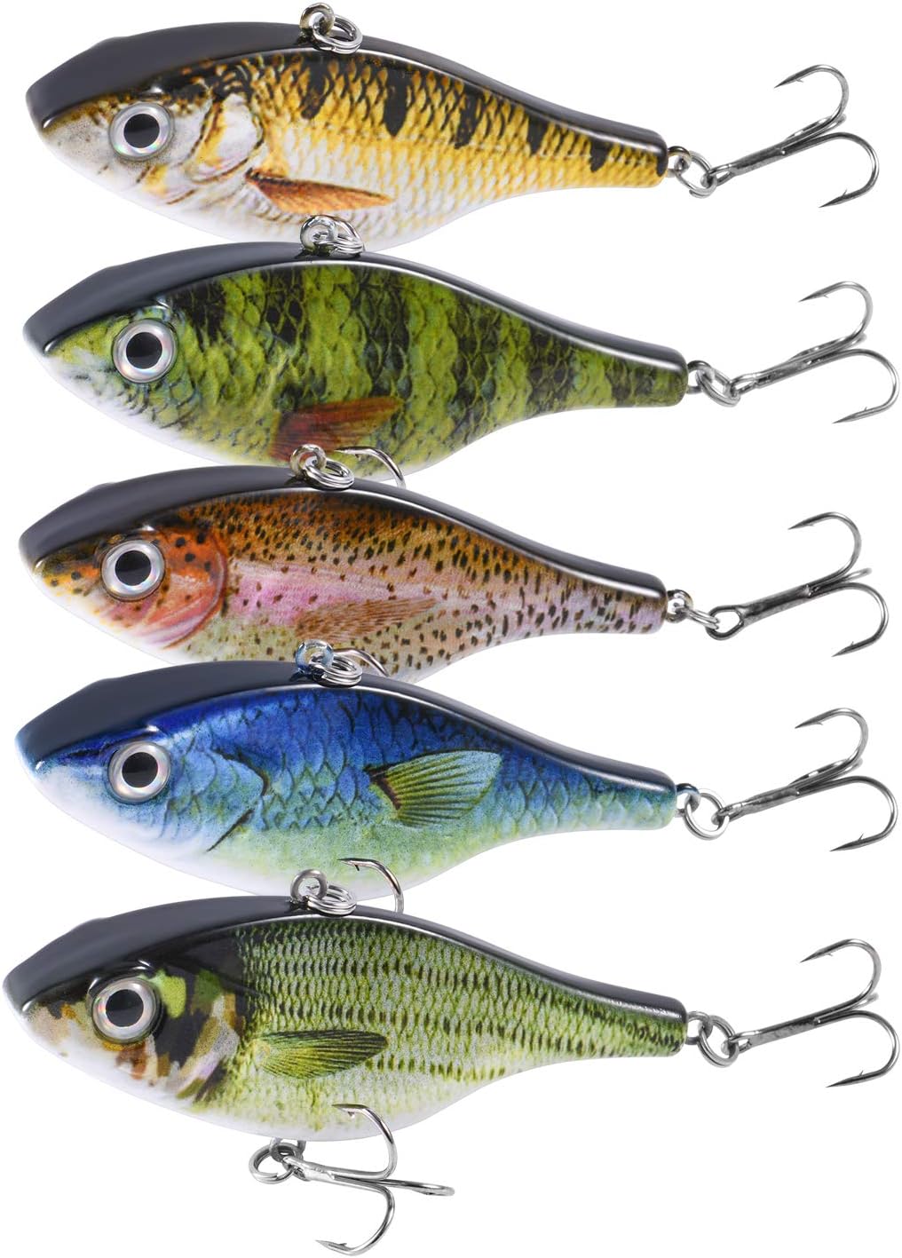 Magreel Crankbaits Fishing Lures Set, Hard Baits Treble Hooks 3D Lifelike Eyes with Tackle Box,Deep/Shallow Divers, Mini Crankbaits 1.18/3.3/3.5inch, 5PCS
