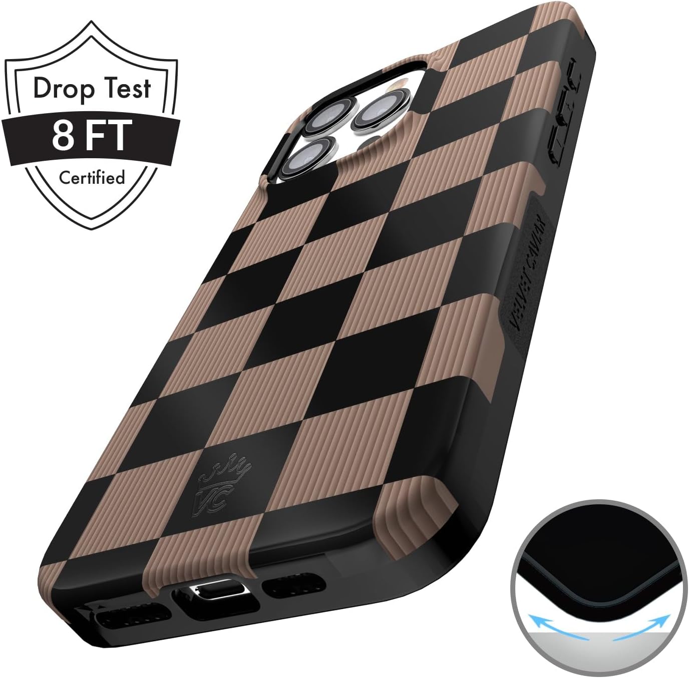 VELVET CAVIAR Checkered Phone Case for iPhone 13 Pro Max - Compatible with MagSafe - 10ft Drop Tested - Mocha Brown Black
