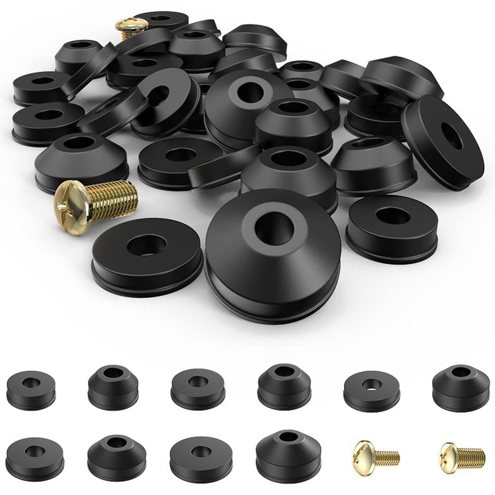 F FABOBJECTS® Faucet Washer Assortment Kit | Hose Washers Rubber Kits for Faucets | Beveled Faucet Washers and Brass Bibb Screws Parts for Repairing Faucet