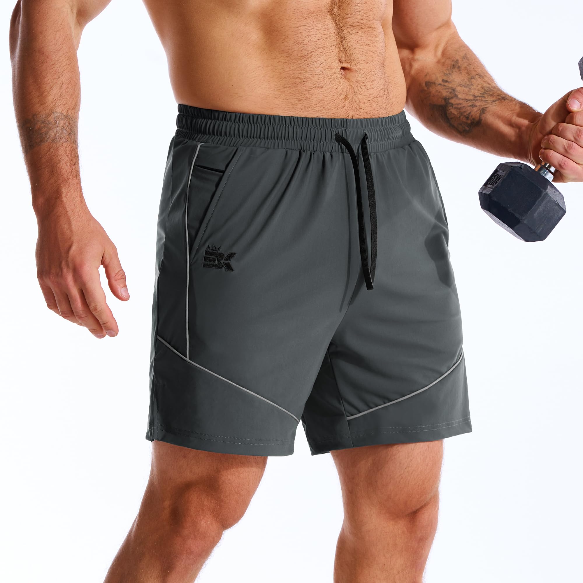 BROKIG Fitness Sport Shorts Herren Gym Workout Kurze Hose | Schnell Trocknend Laufhose Herren Kurz, Sport Shorts mit Reißverschlusstasche, Trainingshose Herren Kurz