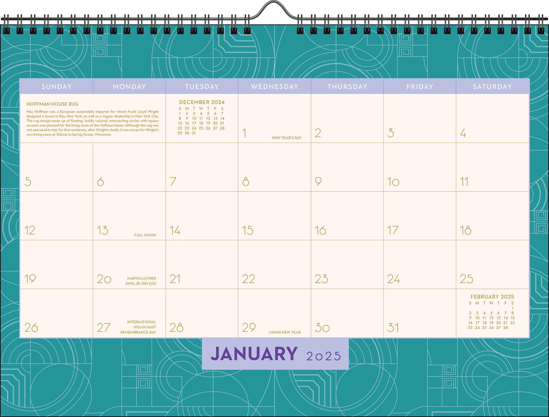 Calendario da parete 2025 di Frank Lloyd Wright