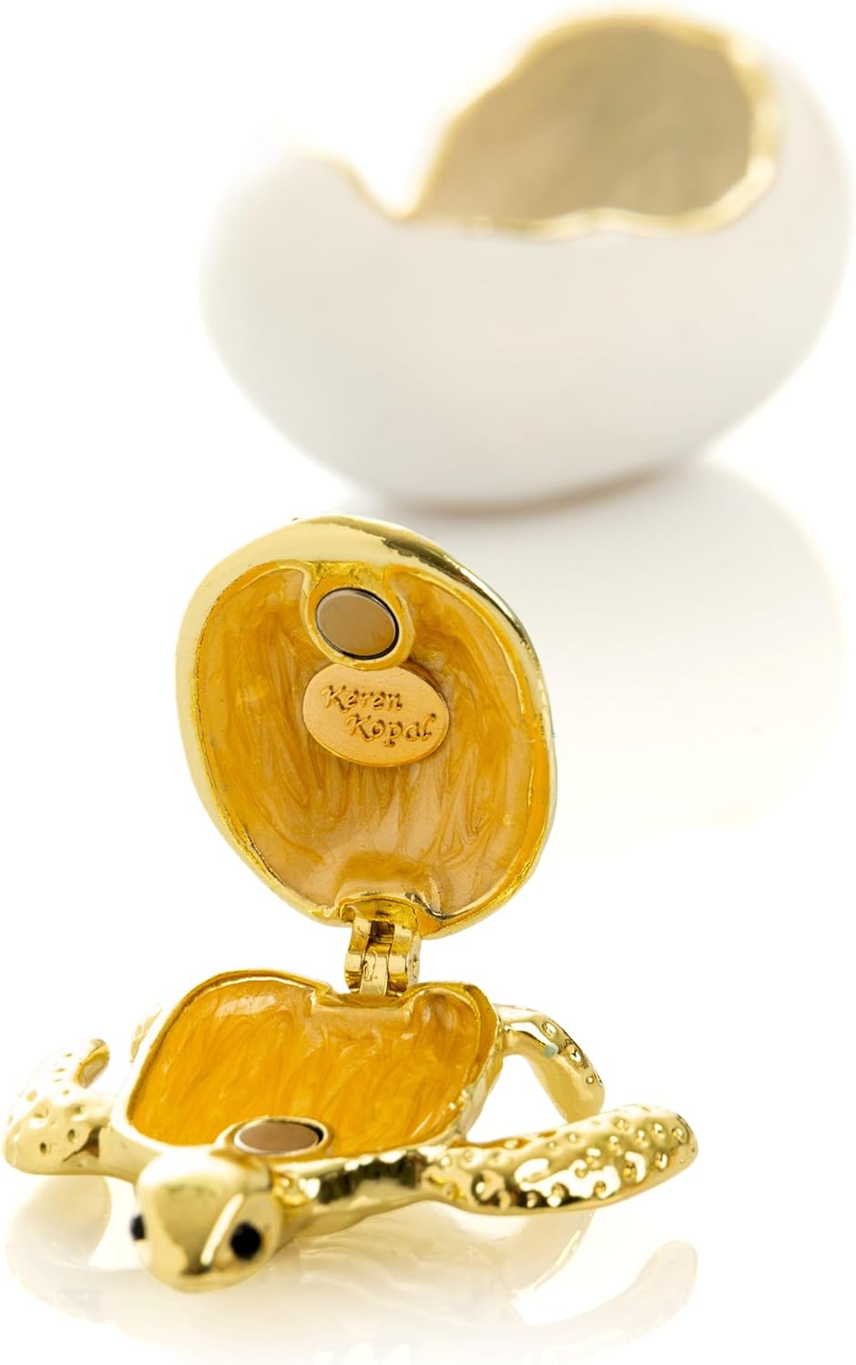 Keren Kopal Turtle Hatching from an eggTrinket Box Handmade and Decorated with Crystals