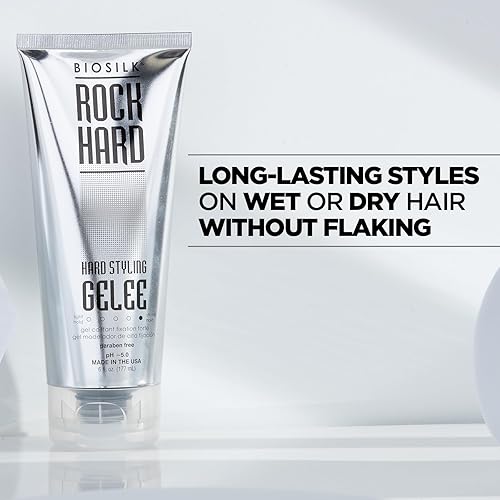Miniatura 4 de BioSilk Gel duro de roca, gel para el cabello de fijación firme para estilos duraderos, sin sulfatos, parabenos y crueldad, 6 onzas