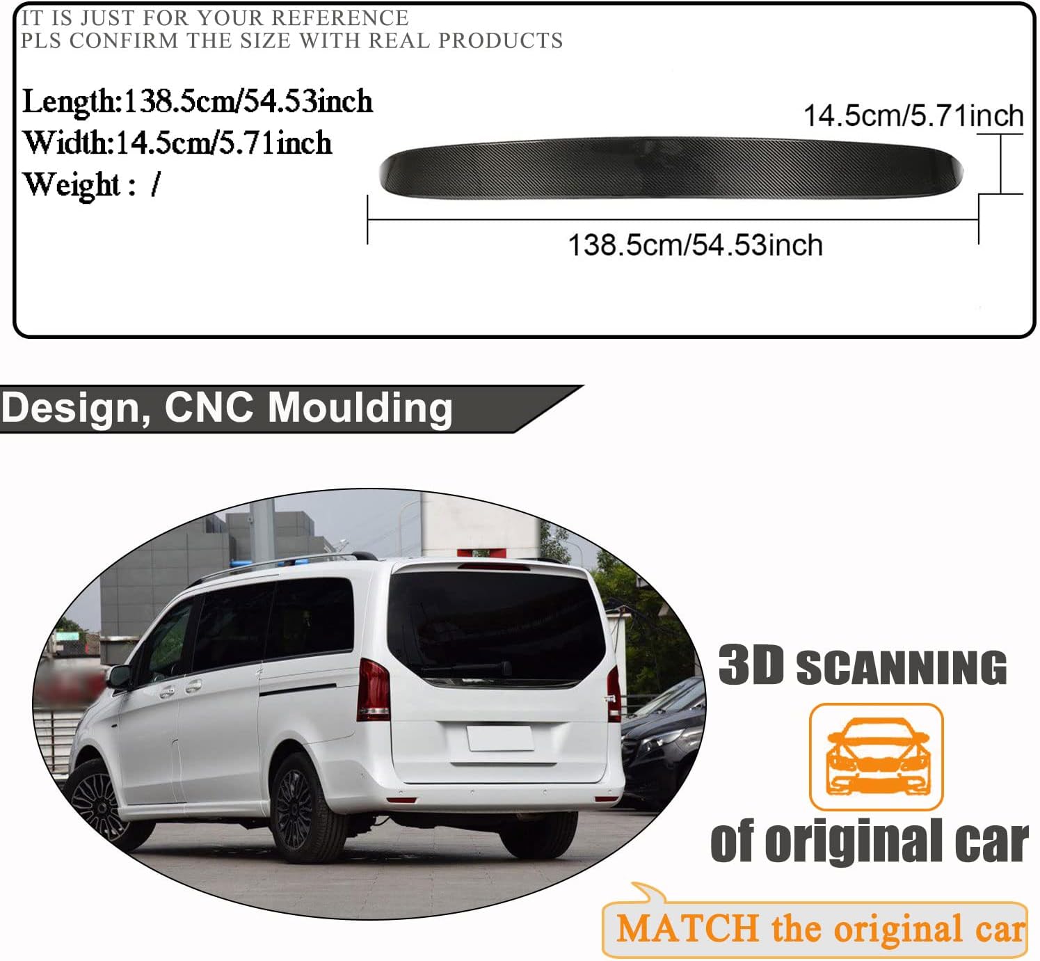 Real Carbon Fiber Rear Trunk Spoiler for Mercedes Benz V Class Vito W447 V250 2018 2019 Rear Roof Spoiler Boot Lid Highkick Spoiler Wing Lip Factory Outlet