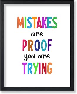 Poster Master Mistakes Are Proof That You Are Trying Poster - Nursery Print - Educational Art - Typography Art - Development Art - Colorful Kid's Room or Classroom Wall Decor - 8x10 UNFRAMED Wall Art