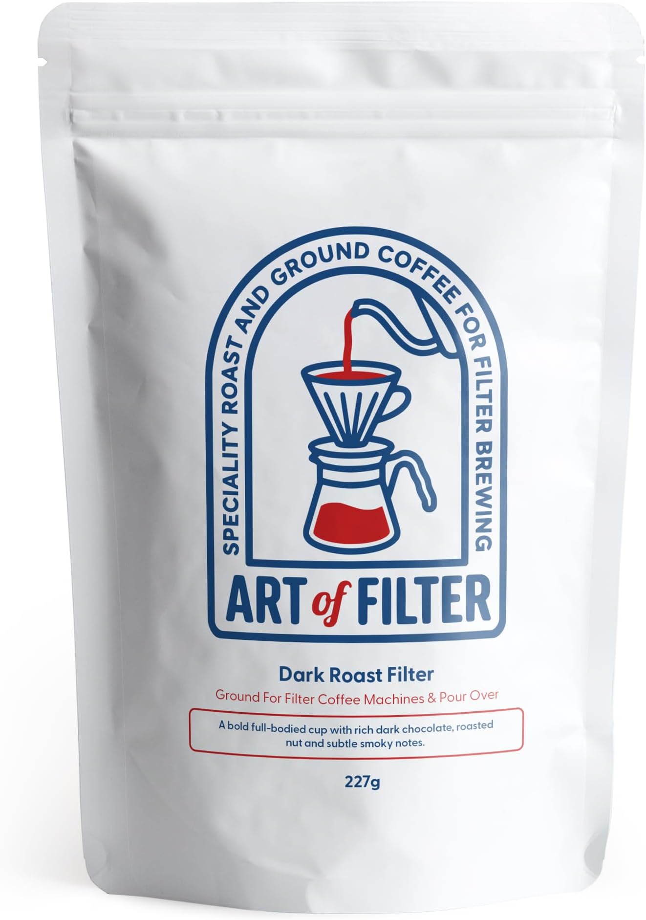 Filter Ground Coffee 227g - Strong Dark Roast - Art of Filter Ground Coffee 227g - Specifically For Filters Coffee Machines & V60 Pourover - Strength 5