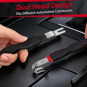 Electrical Disconnect Pliers, 2Pcs Automotive Electrical Terminal Connector Separator Removal Dual Head Design Tool Universal Multi Functional, for Car Wiring Harness & Plug Disassembly(Black)