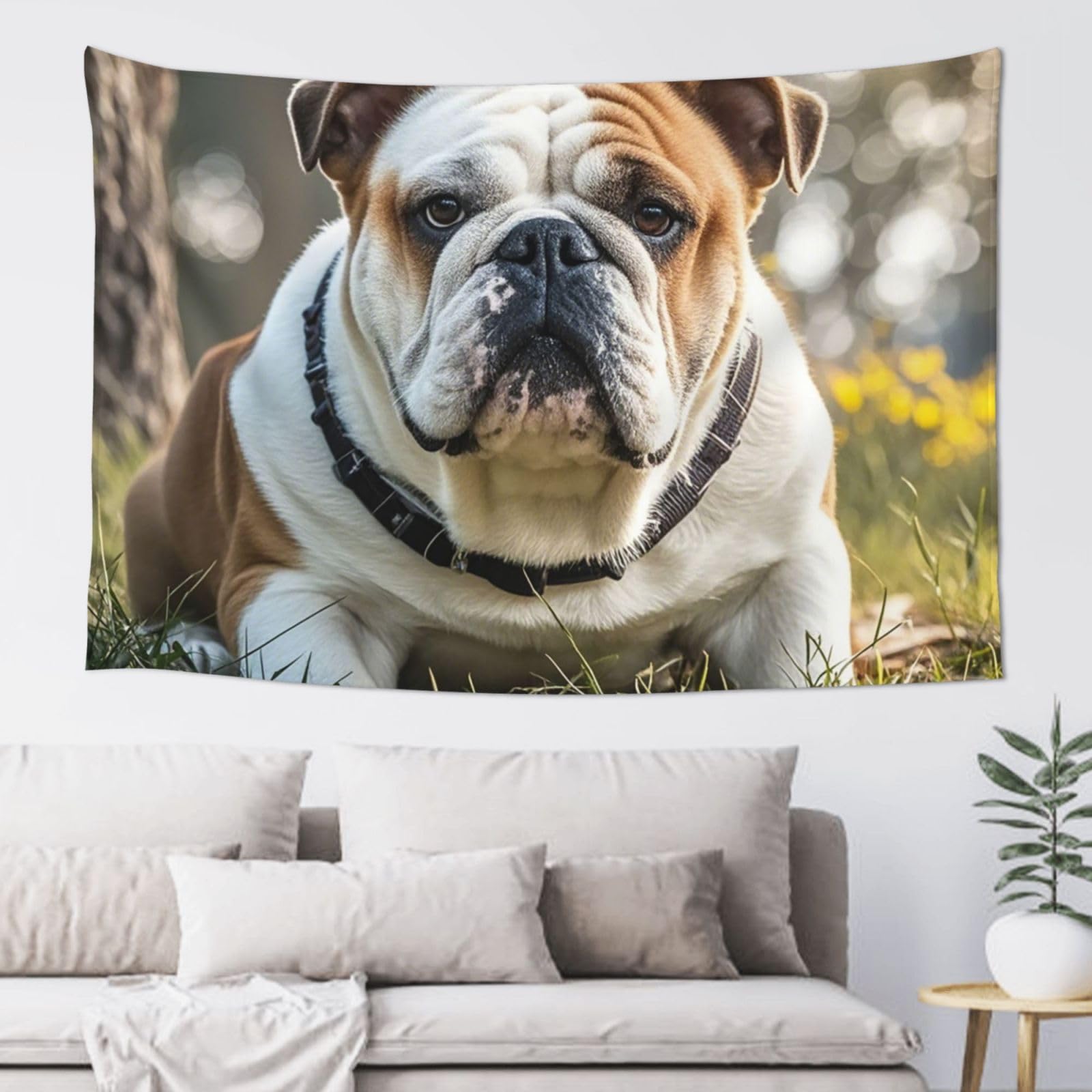 QLDETUPWLX Tapestry 152x102 cm Wall Hanging for Living Room Funny English Bulldog Tapestries Home Decor Soft Aesthetic Tapestries Hanging Decor Blanket Wall Tapestry for Bedroom Dorm Indoor Outdoor