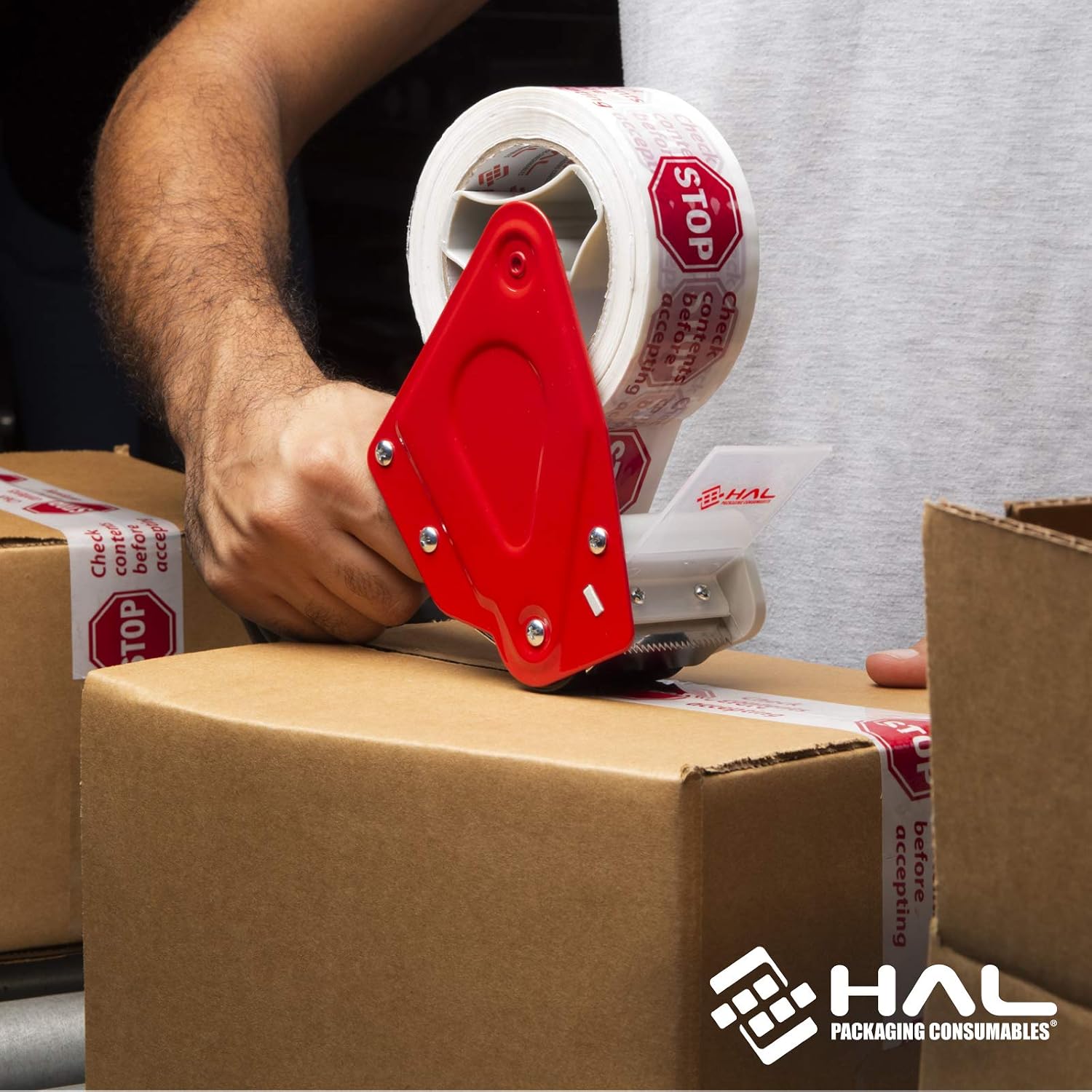 HAL Handheld Portable 2" Tape Dispenser – Heavy-Duty Pistol Grip Tape Gun for Packaging, Shipping, and Box Closing (Model E-T15008 (Pack of 2)