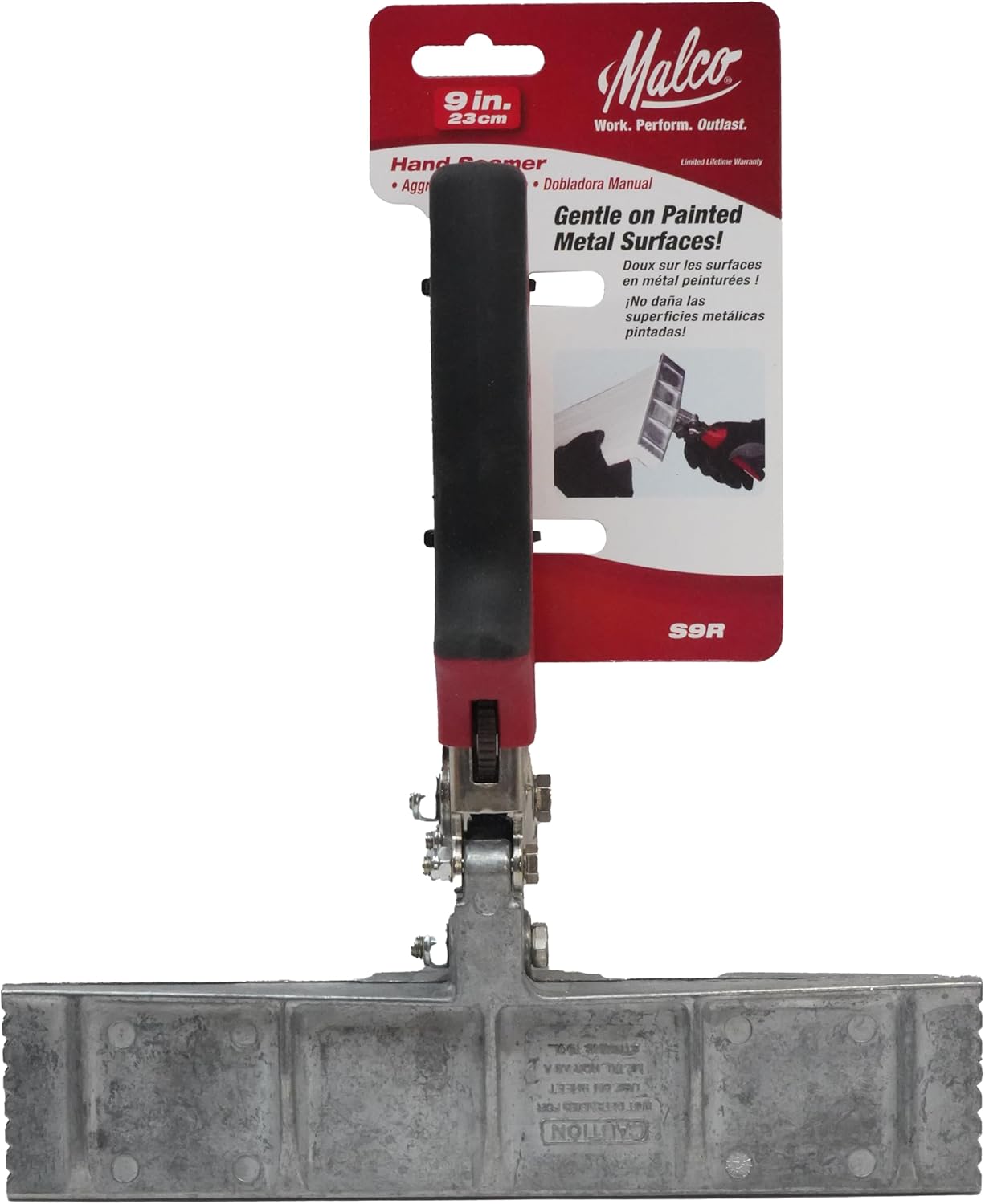 Malco S9R 9" Hand Seamer – 9-Inch Die Cast Zinc Jaws for Aluminum Roof Flashing, Coil Stock & Fascia | 7:1 Compound Leverage | Ergonomic Redline Handle