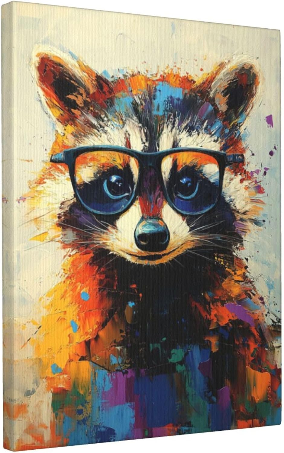 Colorful Raccoon Canvas Wall Art Funny Painting Wall Decor Artwork 16"x20"
