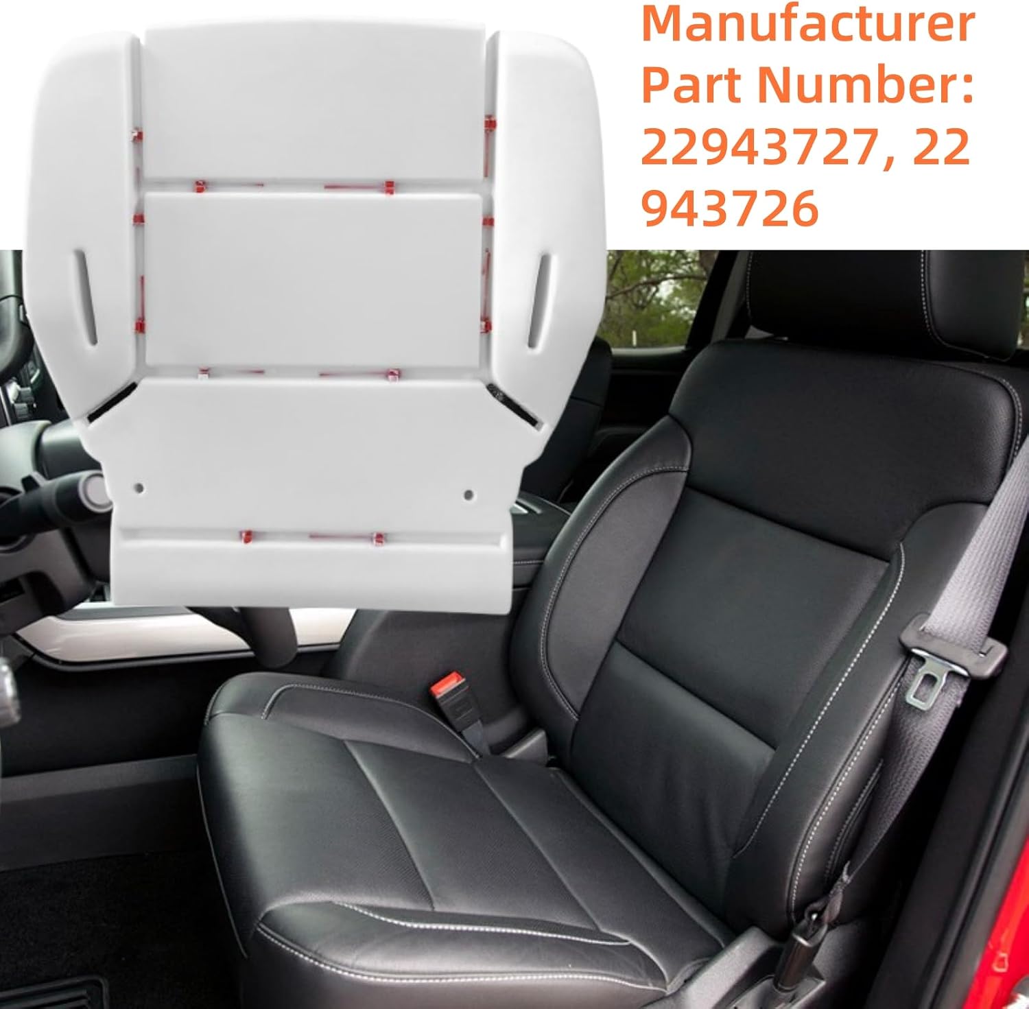 Black Driver Side Bottom Replacement Leather Seat Cover & Foam Cushion Compatible with Chevy Silverado Tahoe Suburban Avalanche GMC Sierra Yukon 2014-2019