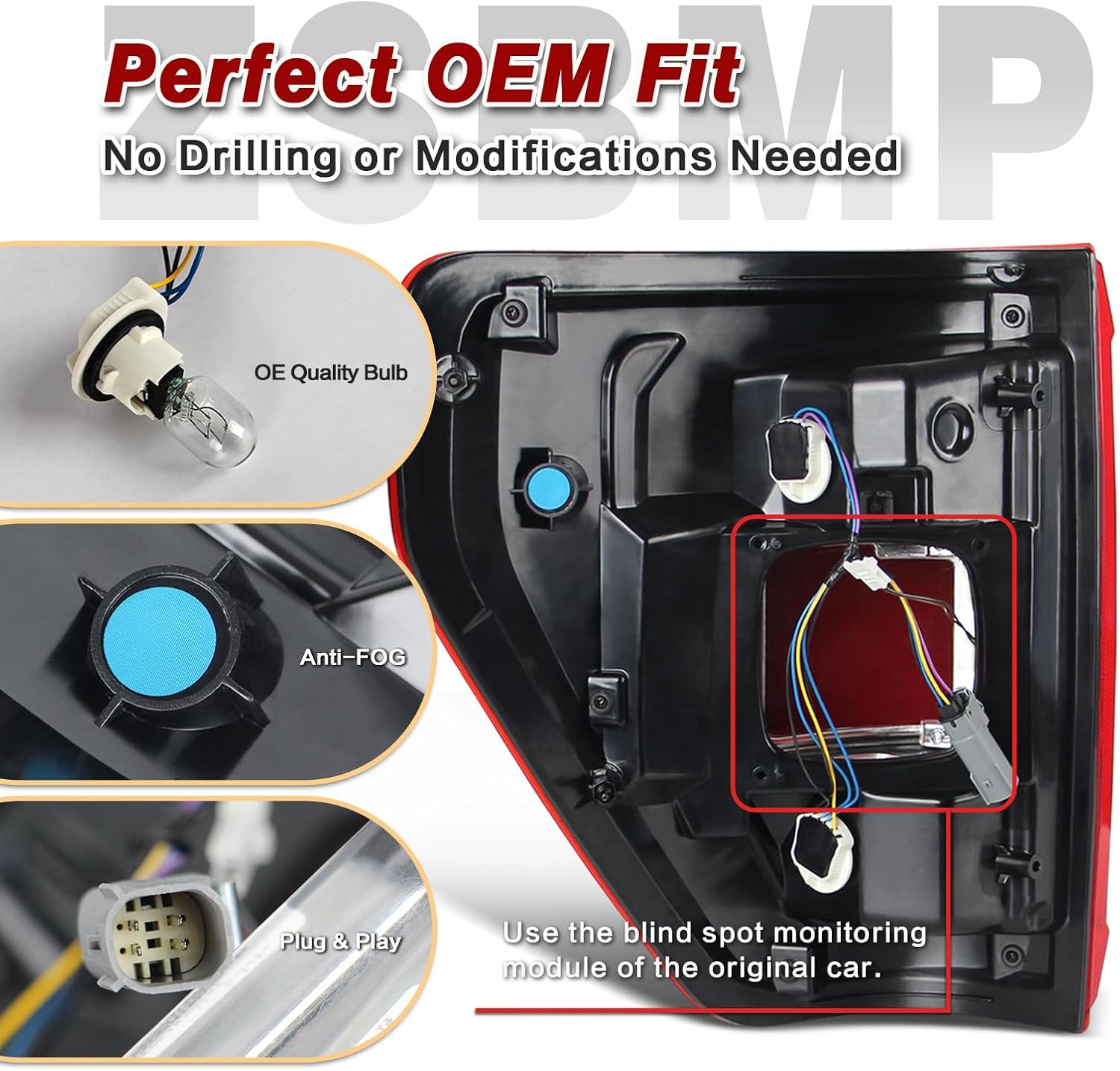 Tail Lights with Bulbs and Harnesses Compatible With 2021 2022 2023 Ford F150 XLT Tremor Halogen W/Blind Spot Rear Light (Right Passenger Side) OEM:ML3Z-13404-C