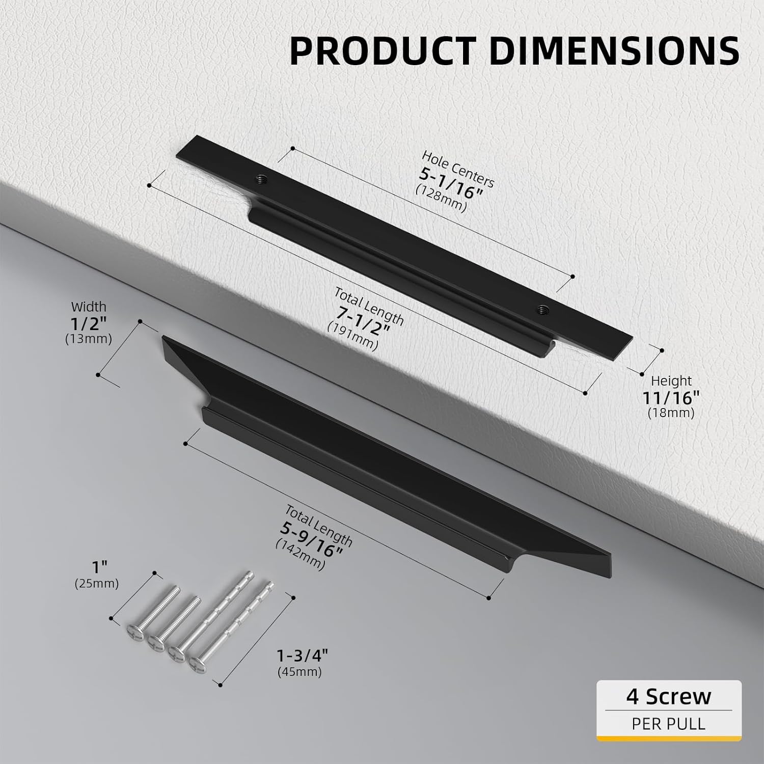 Goldenwarm 10 Pack Black Cabinet Handles 5 Inch Drawer Pulls Modern Style Hardware Cupboard Handle Bathroom Door Dresser Pull, 128mm