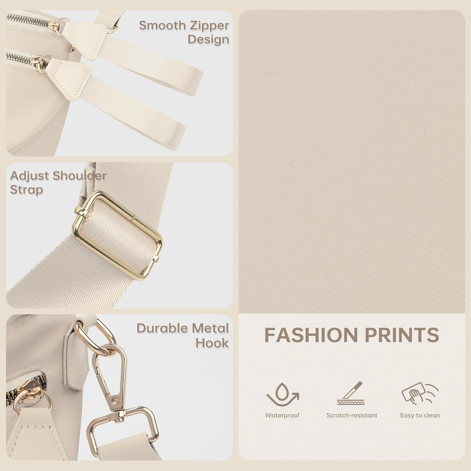 Checkered Crossbody Bag Bum Bag Crossbody Bags for Women Waist Packs Large Fanny Packs Belt Bag Checkered Purse Handbags Wallets Purses Trendy Shoulder Pouch (Beige, One Size) - Image 5