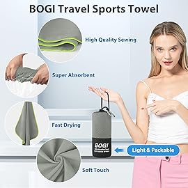 BOGI Microfiber Travel Sports Towel-Quick Dry Towel, Soft Lightweight Microfiber Camping Towel Absorbent Compact Travel Towel for Camping Gym Beach Yoga Swimming Backpacking (S:16\'\'x32\'\',2Pcs-Grey)