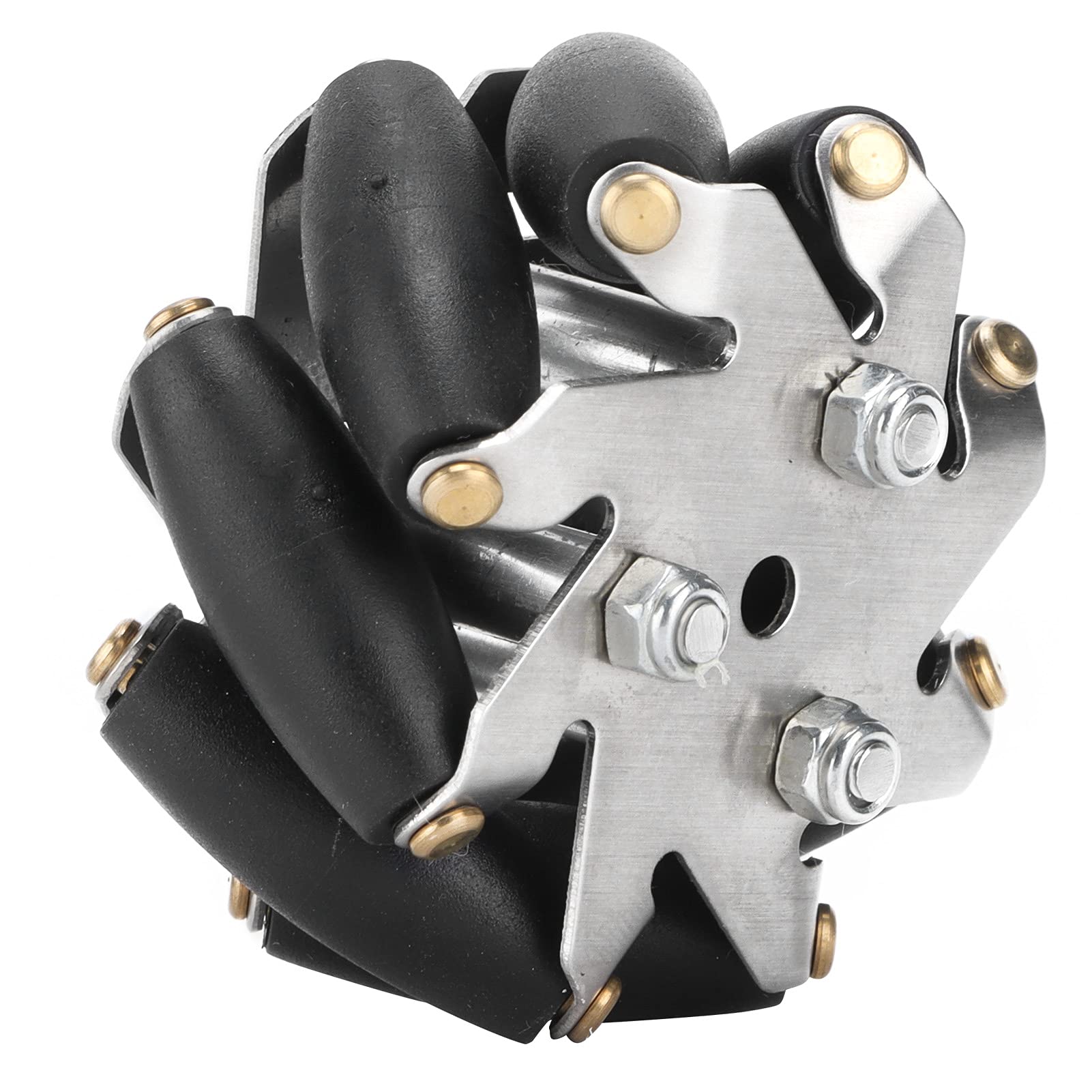Juego de 4 Ruedas Mecanum de Acero de 48 mm, Ruedas Omnidireccionales Izquierda y Derecha para Coche Robot 14209, con Rodillos TPR, Capacidad de Carga 3 kg