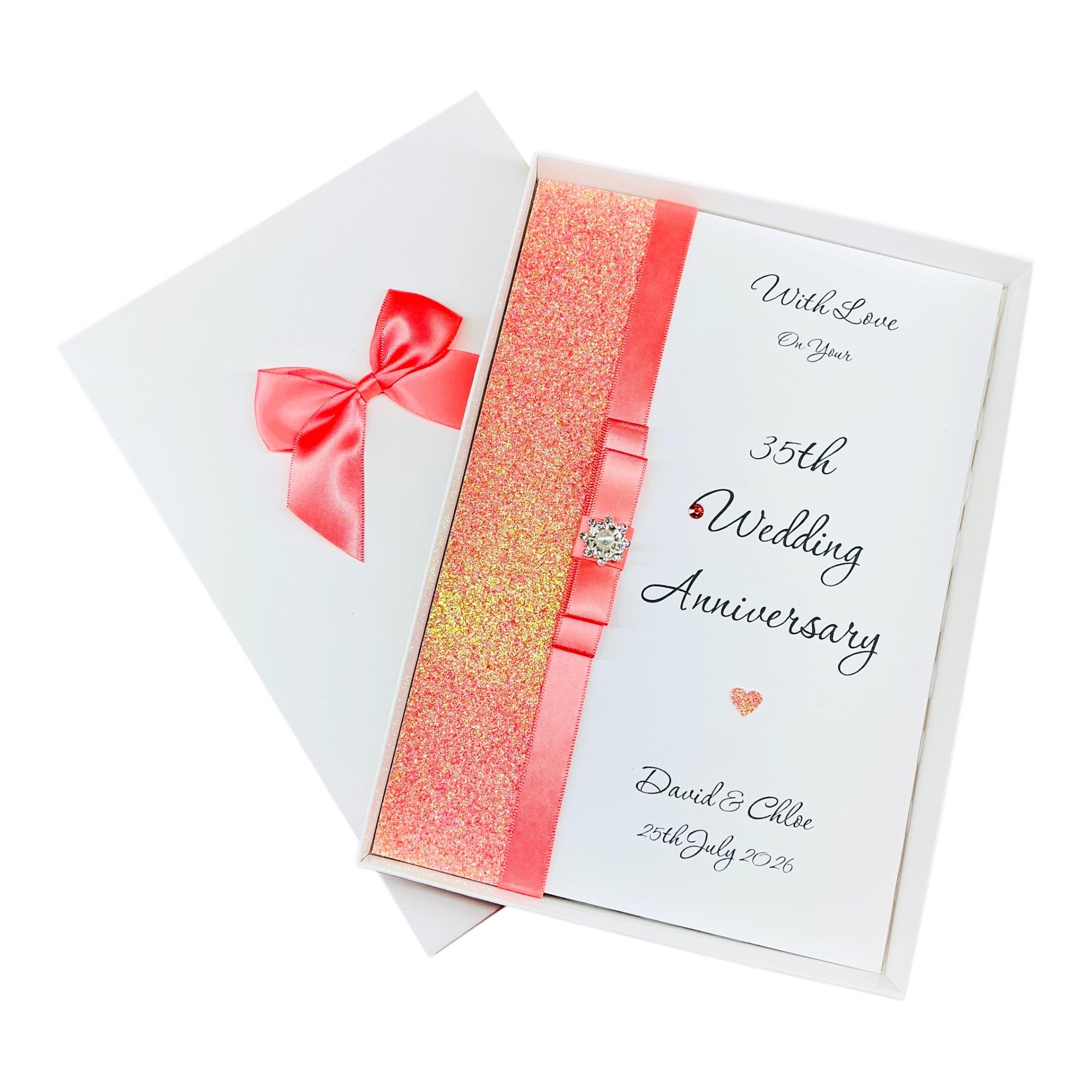 35th Wedding Anniversary Greeting Card Personalised Coral 35 Years - LB 35