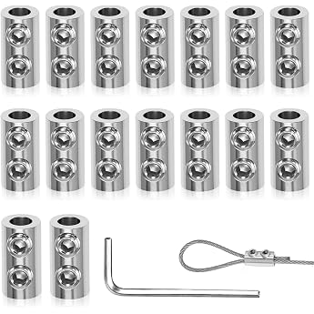 Pack of 16 Wire Rope Clips for 1.5-2 mm Cable Double Hole Duplex Cable Clamps with Wrench Steel Wire Rope Clamp Clip for Steel Cable Washing Line Awning Fixed