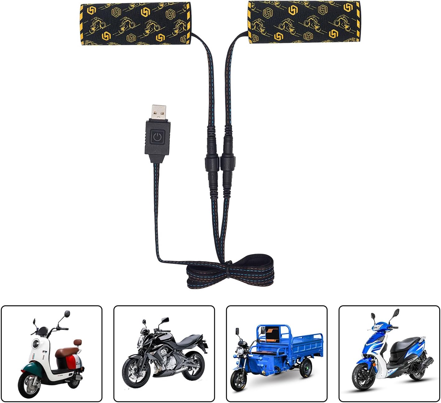 USB Heated Motorcycle Grips Cover ATV Hand Warmers, 2025 Upgraded 5+1 Heat Settings & Fast Heating Handlebar Grips, Universal for 5V ATV Motorcycle Hand Grips, IP67 Waterproof