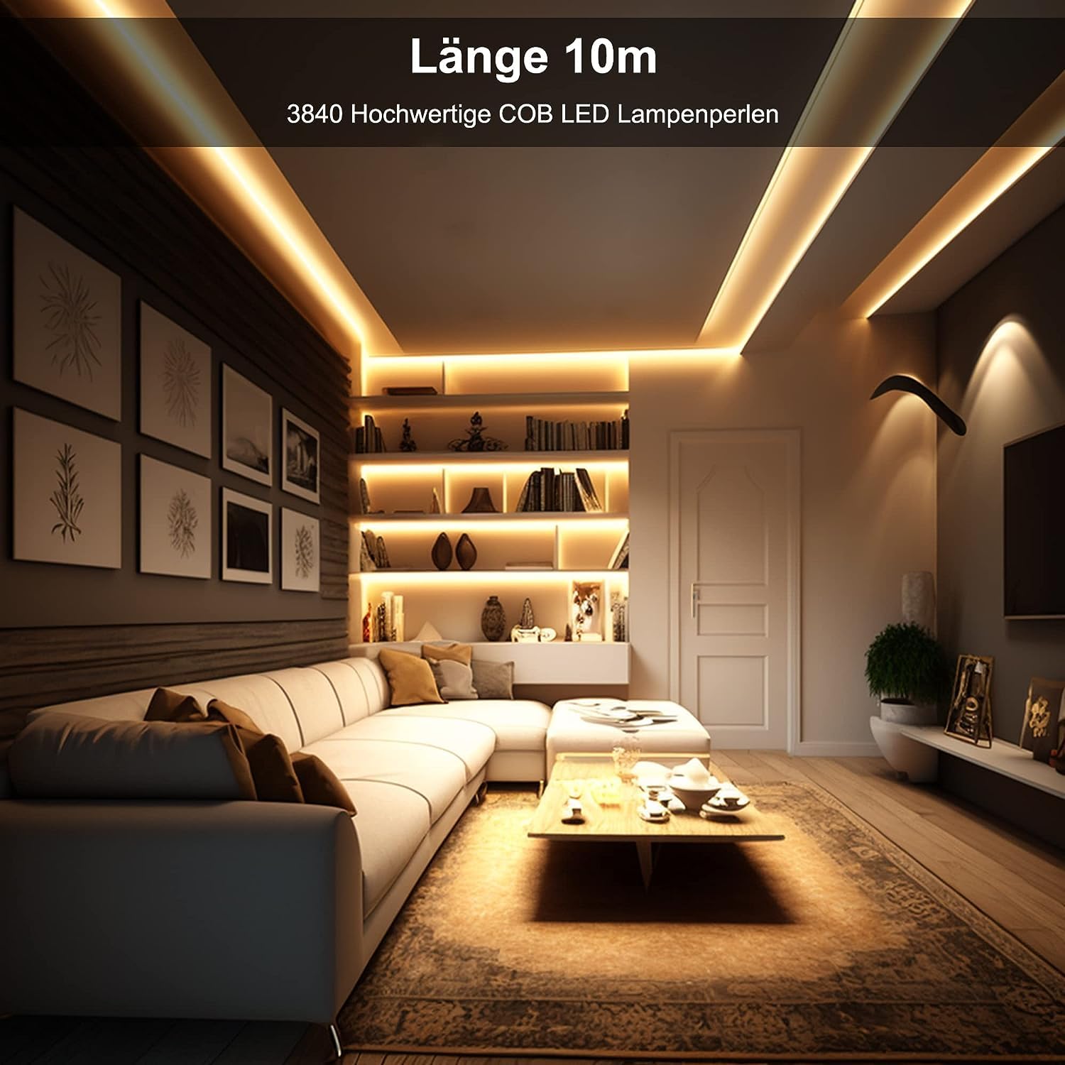Kit di strisce LED COB, striscia LED senza punti con telecomando e alimentatore, DC24V, CRI> 90, larghezza 8 mm, luci a LED continue dimmerabili, per decorazione della camera da letto (3000
