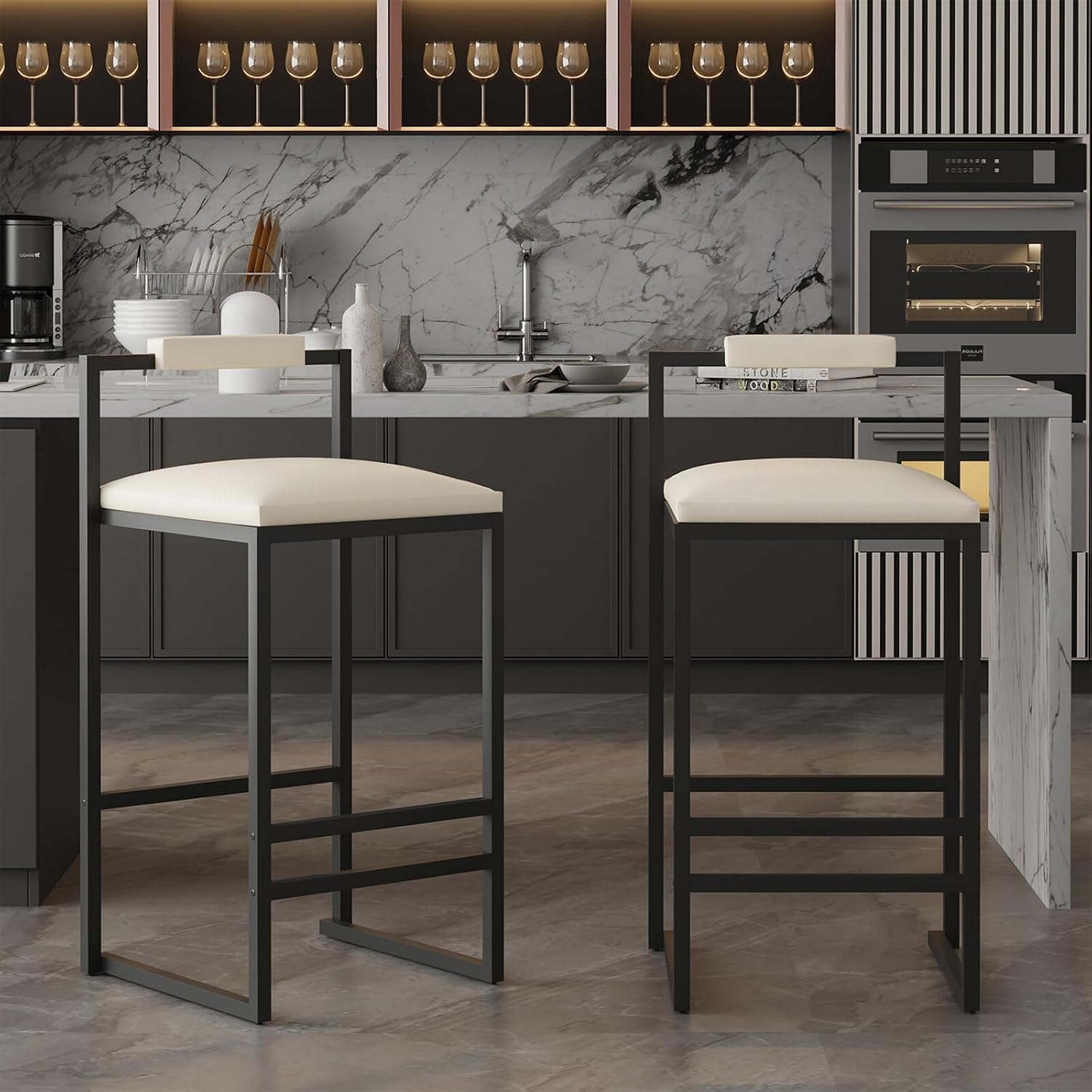 Chair Adjustable Height Counter stools Simple Assembly bar Chair 360 Degree Swivel Barstool Set of 2 for Kitchen, Recreation Room, or Game Room