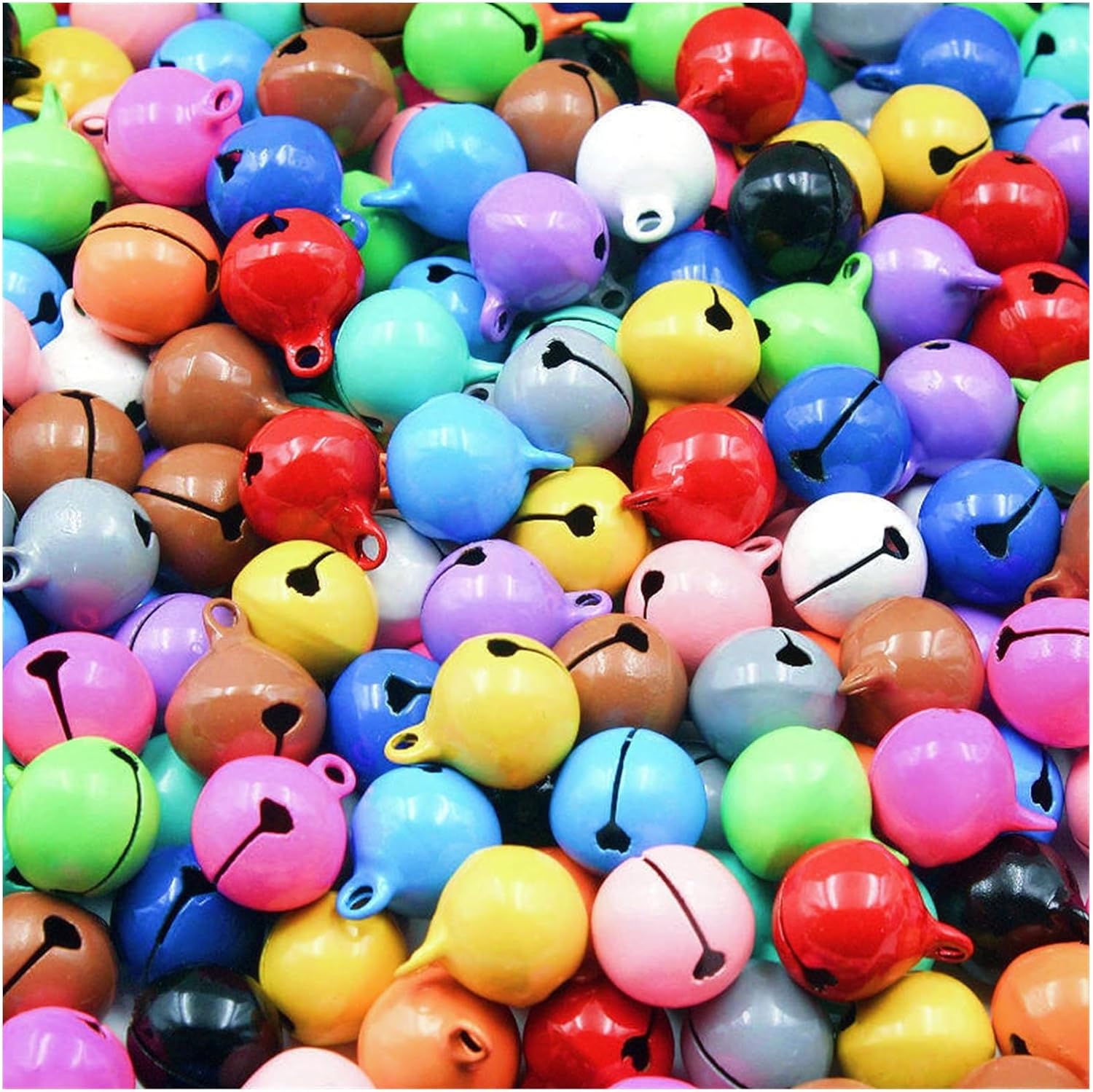 Beautiful Metal Bells Loose Beads Jingle Bell Party Crafts Decoration DIY Make Earrings Pendants Material(1.35x1.7cm 45PCS,White)