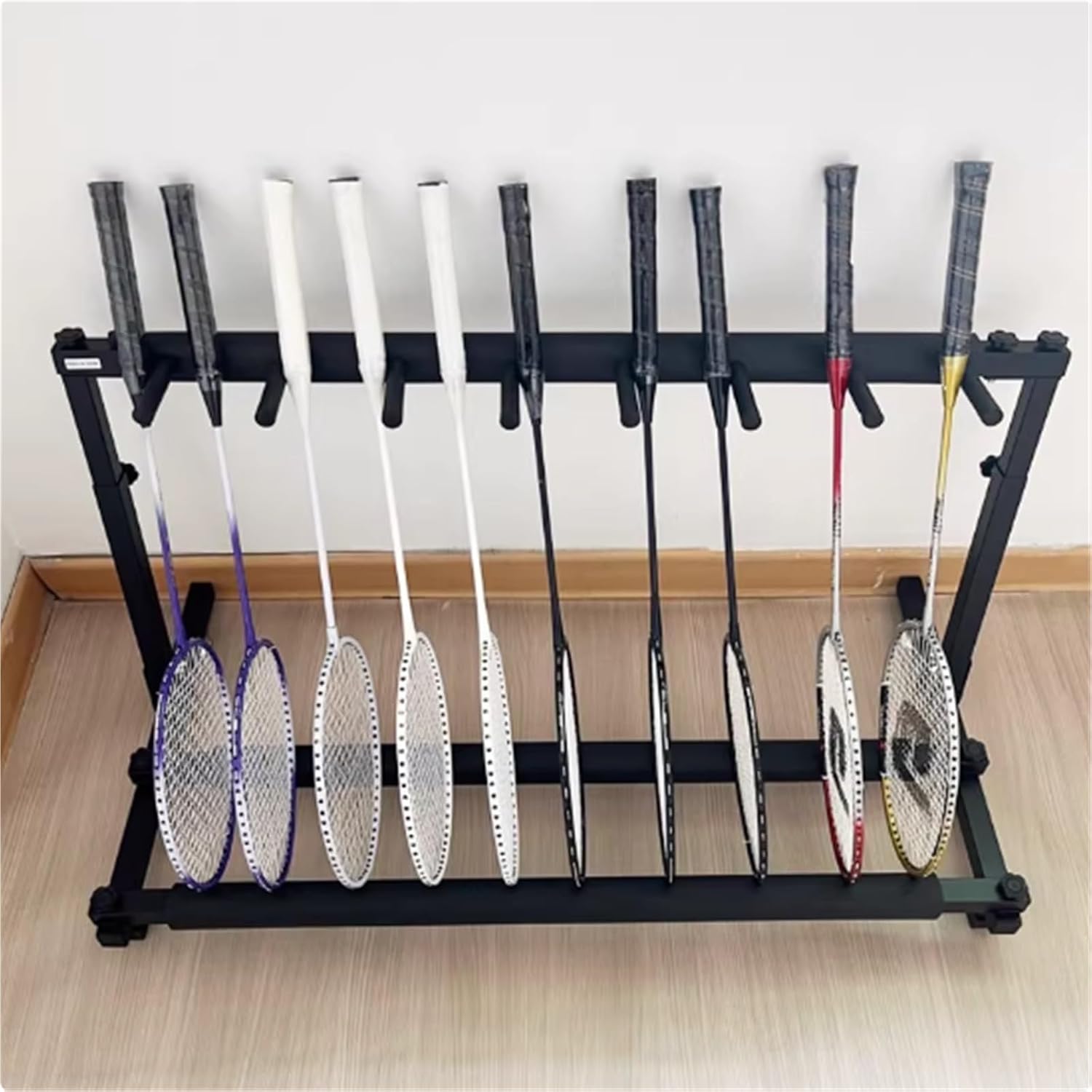 Floor-Standing Tennis Racket Storage Rack, Large Capacity, Violin/Guitar Display Stand, Badminton Rackets Holder, for School Gym Training, 35.6 * 17 * 15.7in