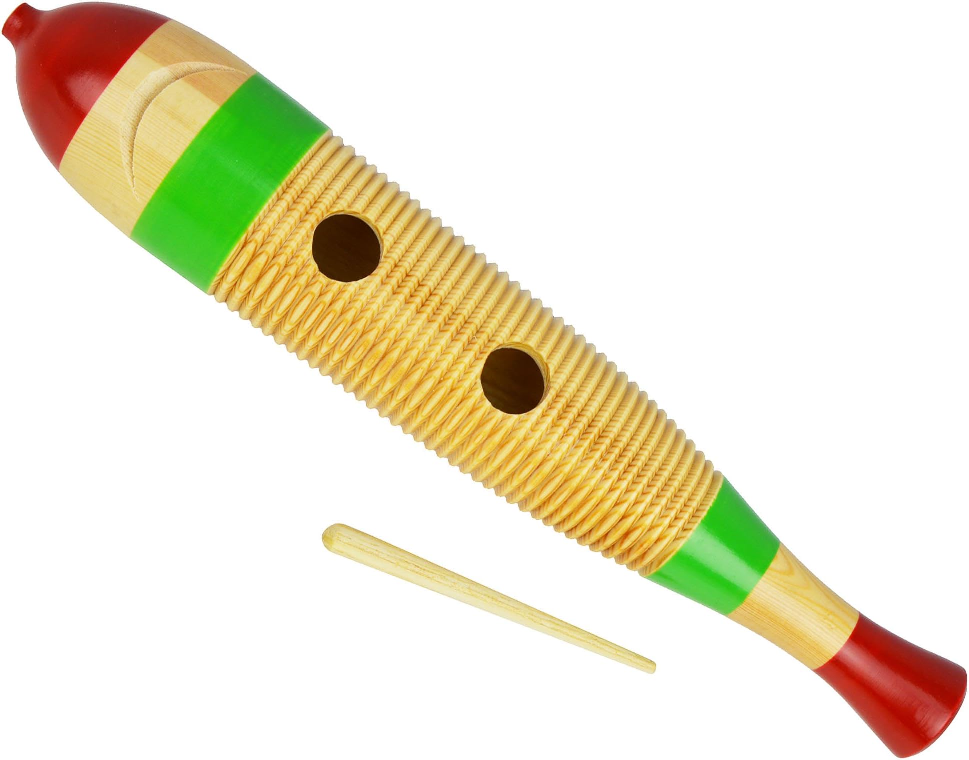 A-Star AP4122 Wooden Large Fish Shape Guiro Scraper with Beater, School Percussion Instrument, Brown