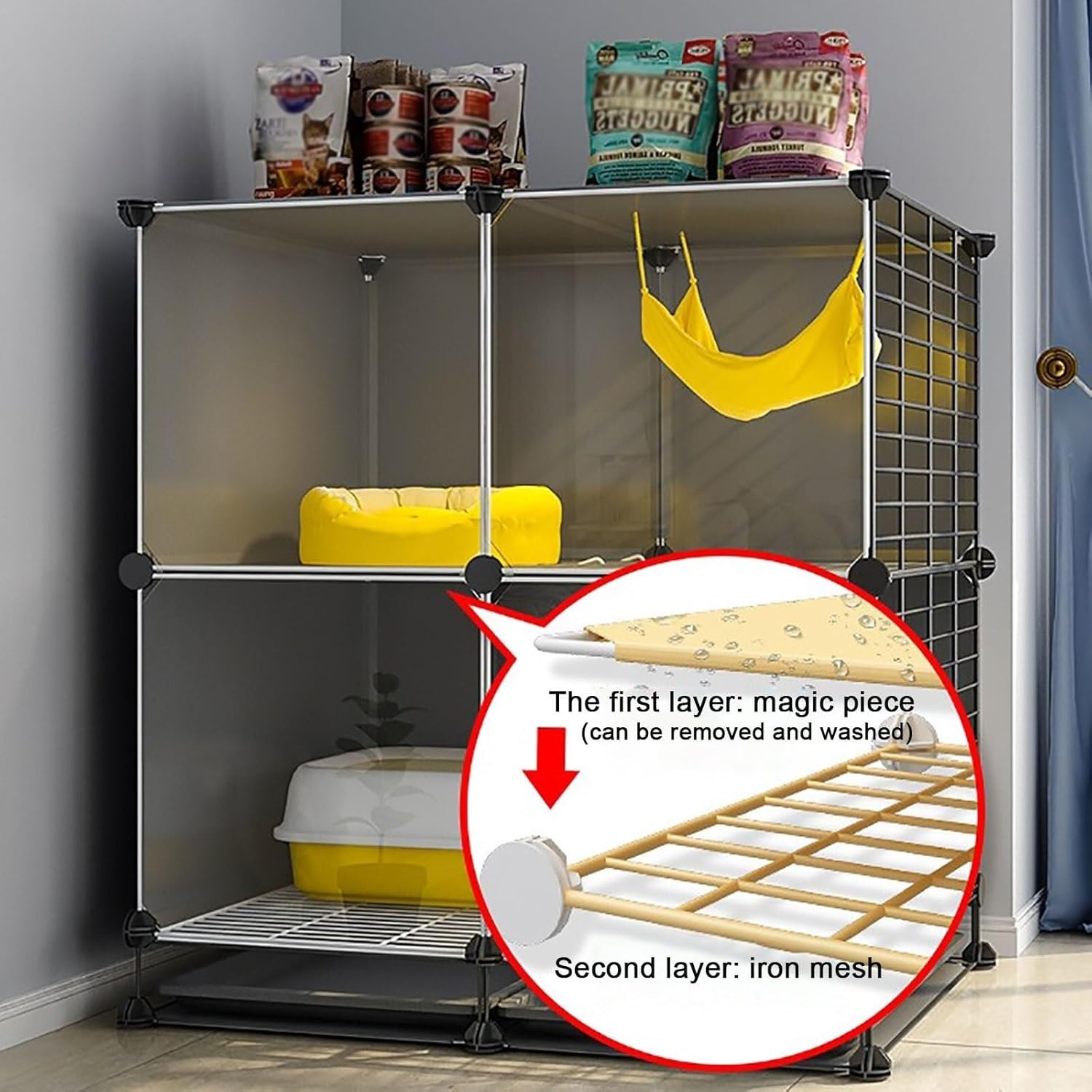 Cat Cage Indoor,Large Cat Cage Cat Enclosures Detachable DIY Cat Playpen Small Animals Cages,Large Exercise Place Ideal for Small Pet Cat Puppy,