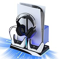 Vista 1 de Cooling Station with RGB for PS5,LANCUBE Stand with Cooling Fan and Controller Charger, Vertical Stand for PS5 Console with Headset Holder,for