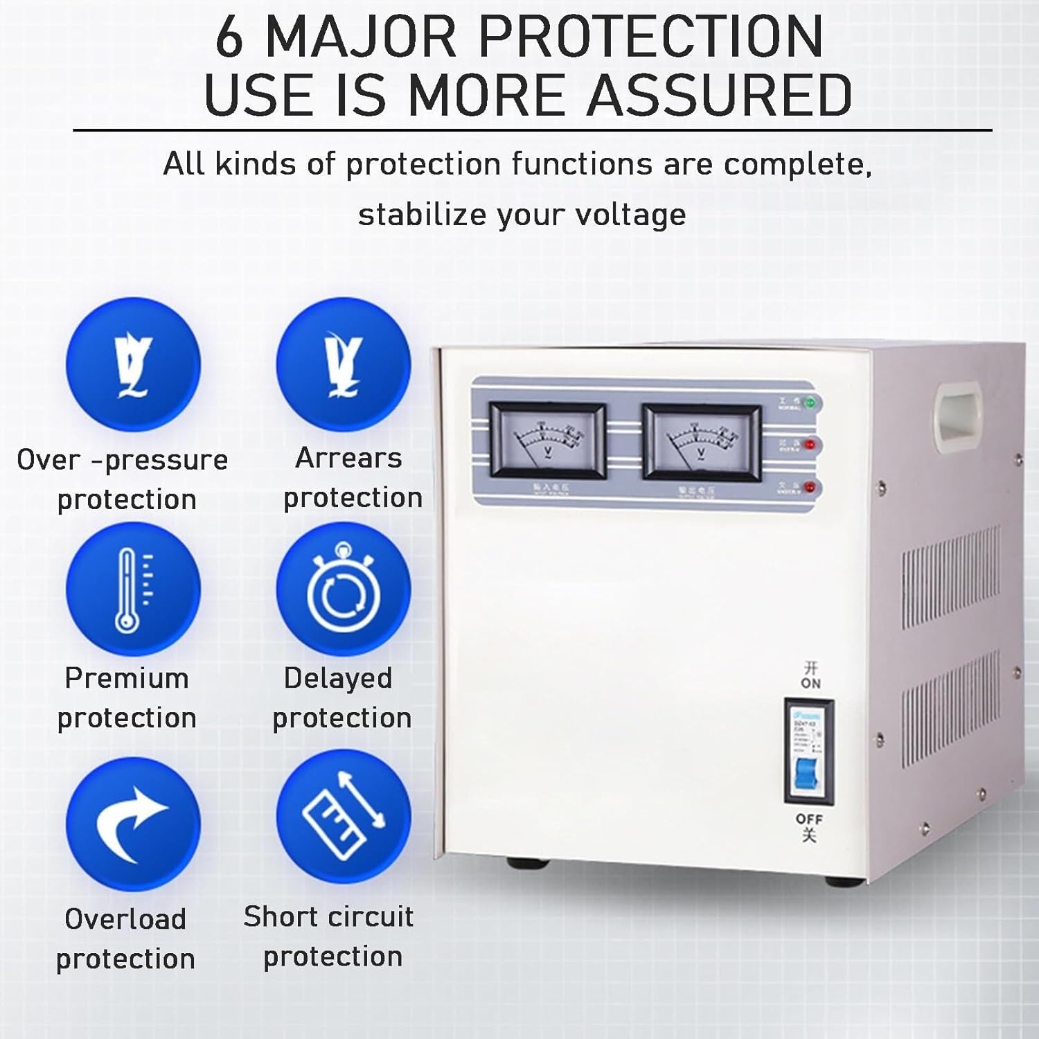 Single-Phase Automatic Voltage stabilizer, Voltage stabilizer, high-Precision Power Supply Suitable for Machine Tools and Other Industrial Equipment(3KVA)