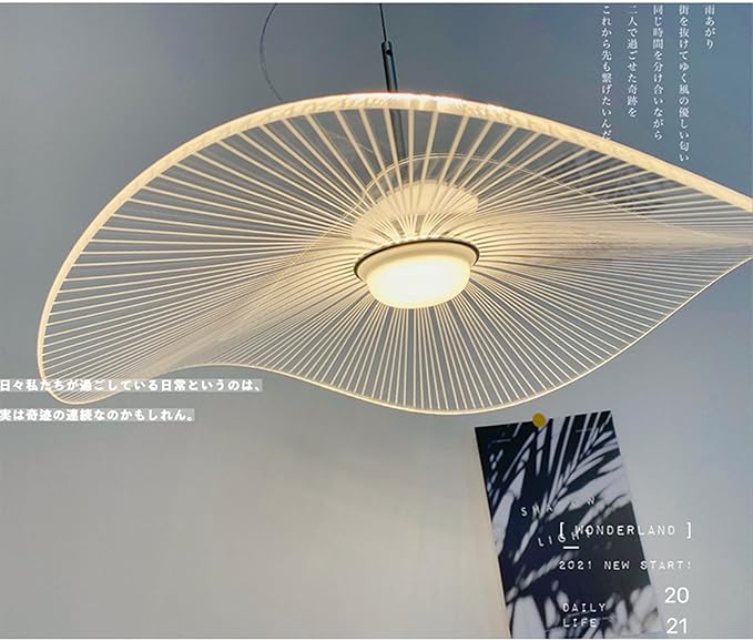 WAGLOS Creatieve Lotusblad Strohoedlamp, Modieuze Luxe Barkroonluchter Ontwerper Gepersonaliseerde Lampen voor Huisdecoratie Kamer Eetkamer Keuken Binnenverlichting,40cm photo 3