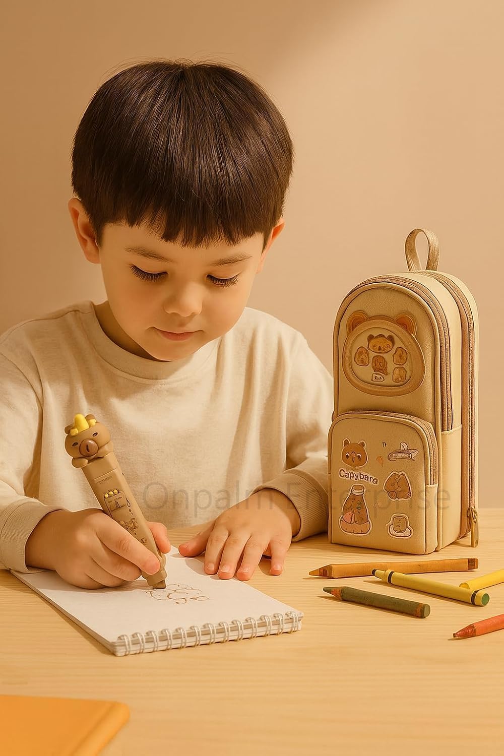 Pencil Pouch with Push Pull Eraser Set|Combo Kit for Kids, Boys & Girls|Stationery Bag with Eraser| Trendy Combo Gift Set|Zipper Case with|Gift for Boys & Girls (Standing Capybara + Eraser)