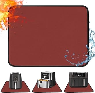 Heat Resistant Mat for Air Fryer, 16 x 20in Heat Resistant Mat for Countertop, Fireproof Silicone Countertop Protector Appliance Slider for Air Fryer, Coffee Maker, Toaster, Oven (Red)