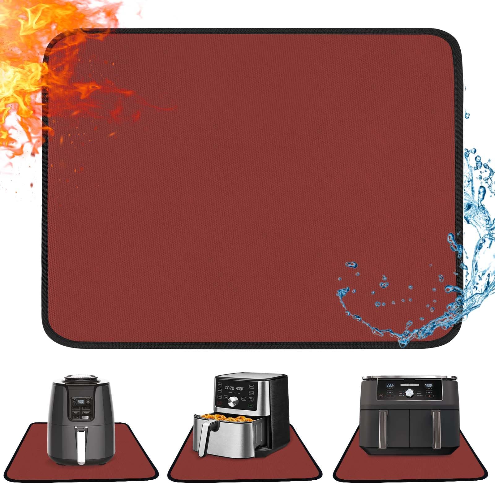 Heat Resistant Mat for Air Fryer, 16 x 20in Heat Resistant Mat for Countertop, Fireproof Silicone Countertop Protector Appliance Slider for Air Fryer, Coffee Maker, Toaster, Oven (Red)