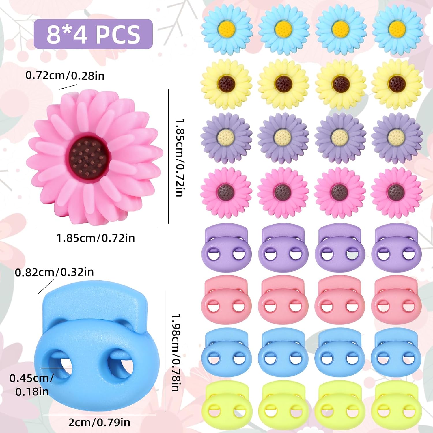32 Pcs Knitting Needle Stoppers, Daisy Flower Silicone Knitting Stoppers