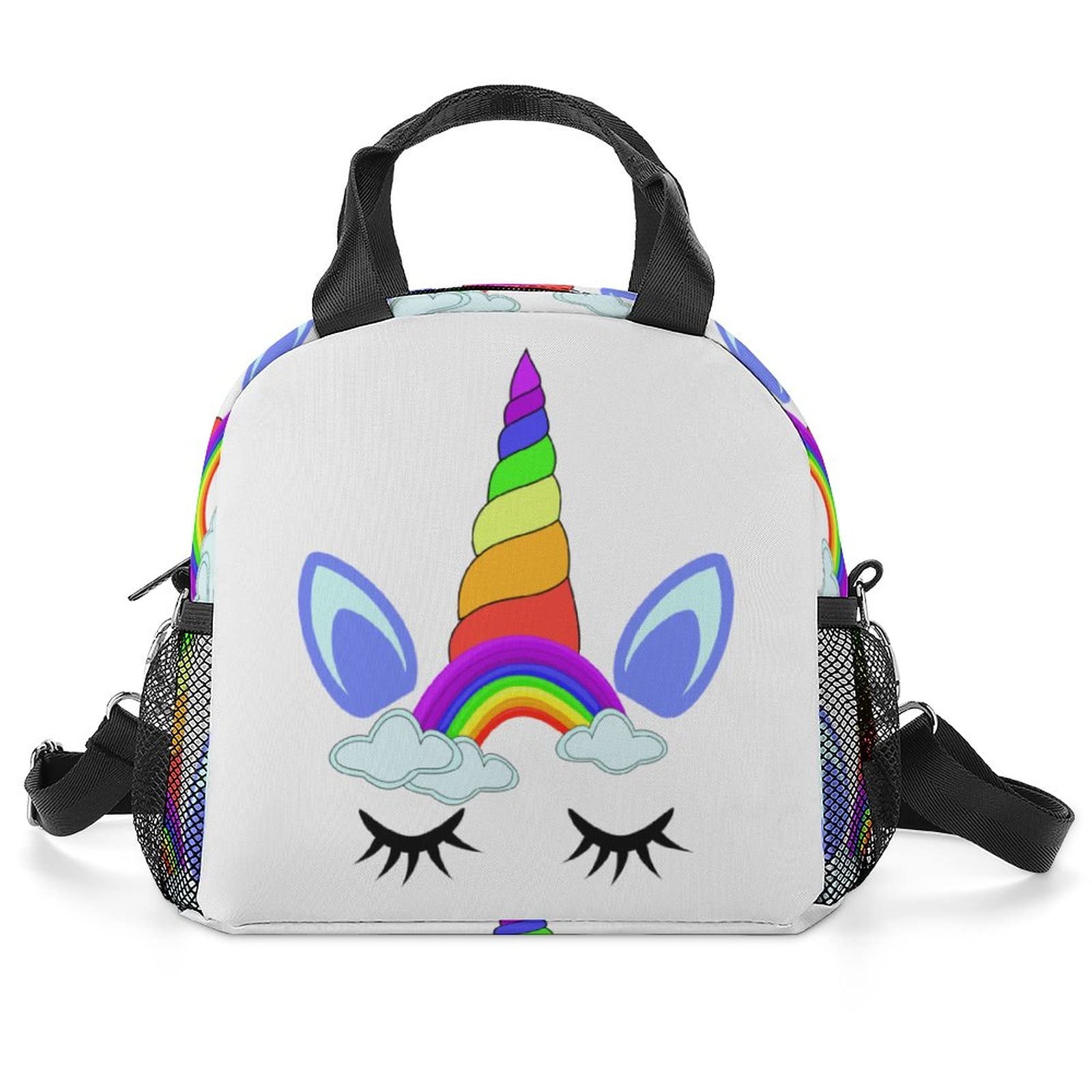 Borsa Pranzo Carino per Bambini Borsa Termica Personalizzata Donna per Ufficio Picnic Scuola con Tracolla Volto arcobaleno