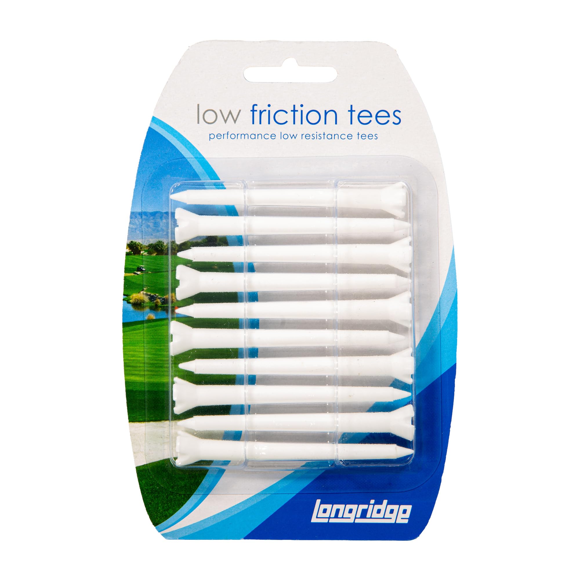 Longridge Plastic Low Friction Golf Tee (Pack of 10) - White