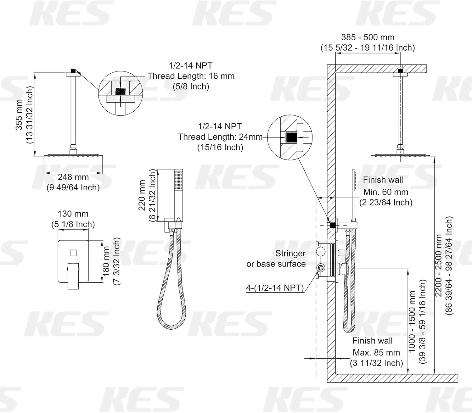 🛒 Flаѕh Sаlе KES Shower Faucet Set Ceiling Shower Head Shower System 10 Inches Rain Shower Faucets Sets Complete Shower Valve and Trim Kit Brushed Finish, XB6235-BN