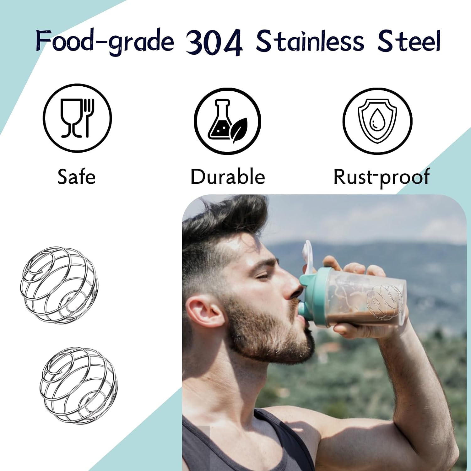Shaker Balls, Whisk Ball for Shaker Bottle, 304 Stainless Steel, 2.1 Inch image 3