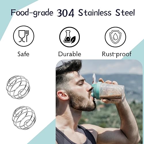 Miniatura 3 de Bolas agitadoras, 2.1 pulgadas, 2 bolas mezcladoras, acero inoxidable 304, sin trozos, batidoras, botellas mezcladoras, tarros masón, batidos de