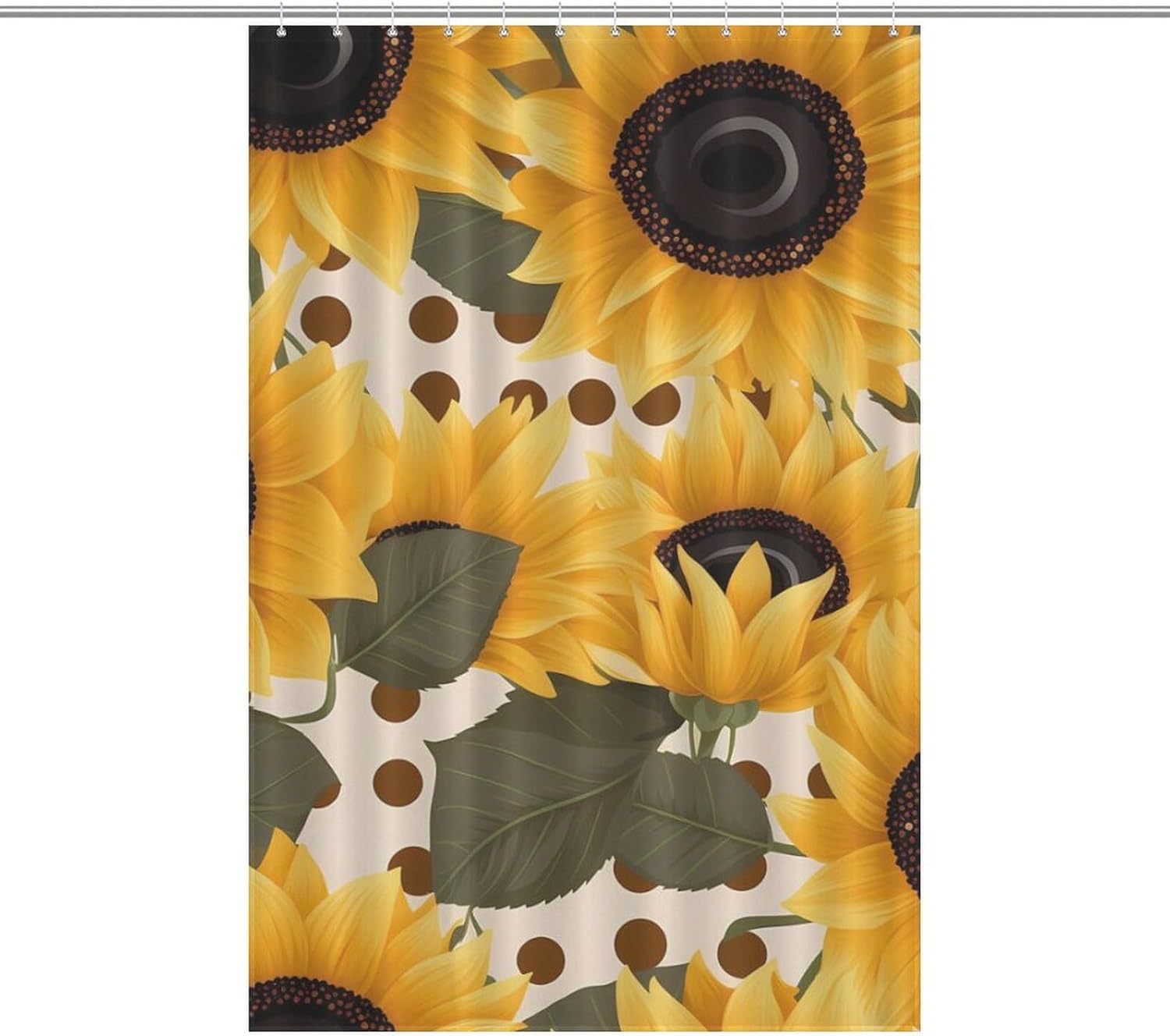 Sunflower Flowers Dots Funny Shower Curtains Washable Bath Curtain Liner with Hooks for Bathroom Bath Tubs