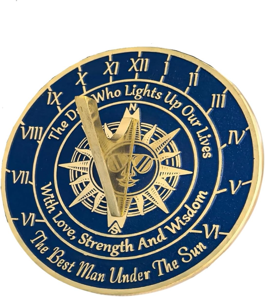 Garden Sundial Gift for Dad, Grandad, Father-in-Law, Round Sundial, Perfect for Fathers Day, Birthdays, Anniversary or Any Occasion