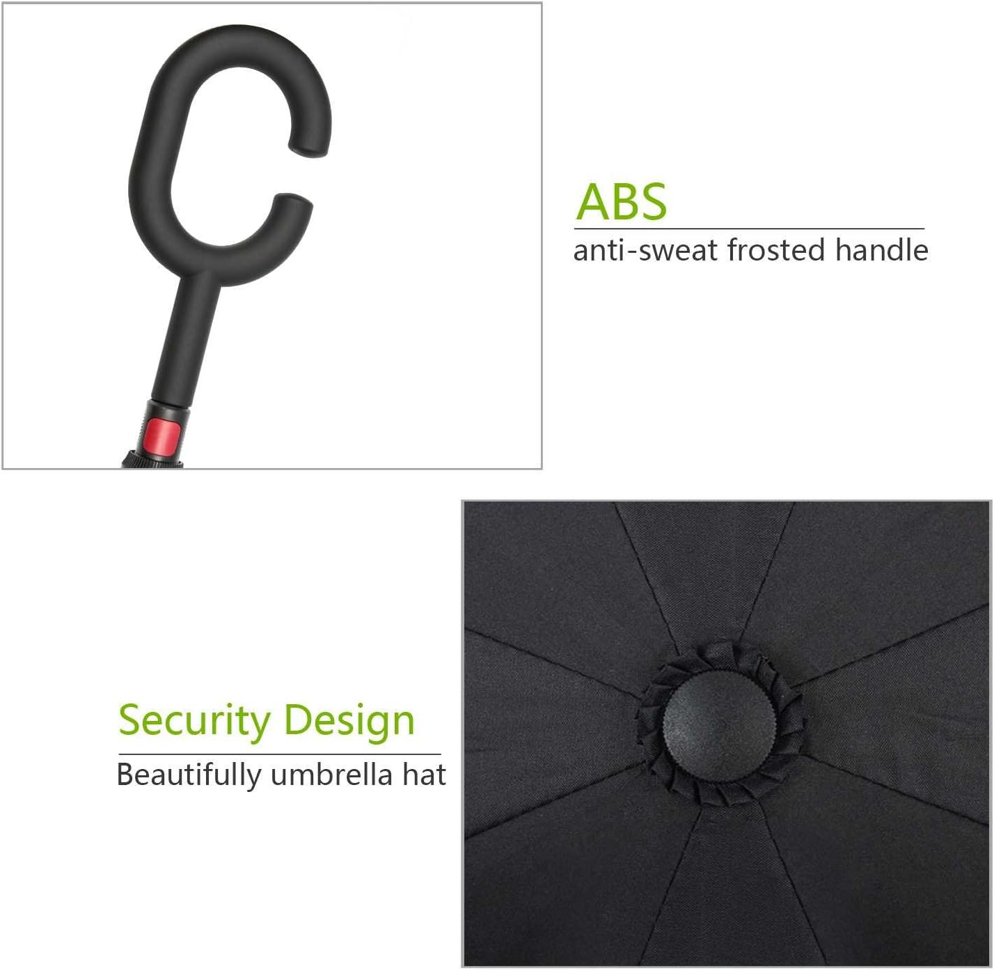 Elover Inverted Umbrella with C-Shaped Handle Inside Out Windproof Umbrella Upside Down Reverse Umbrella Double Layer Travel Umbrella