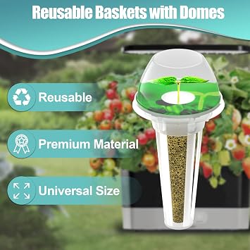 Haligo 64pcs Seed Pod Kit for Aerogarden, Hydroponics Supplies for All Brands Hydroponics Growing System, Grow Anything Kit with 20 Grow Sponges, 20 PVC Labels, 12 Plant Baskets & Domes, 1pc Tweezer