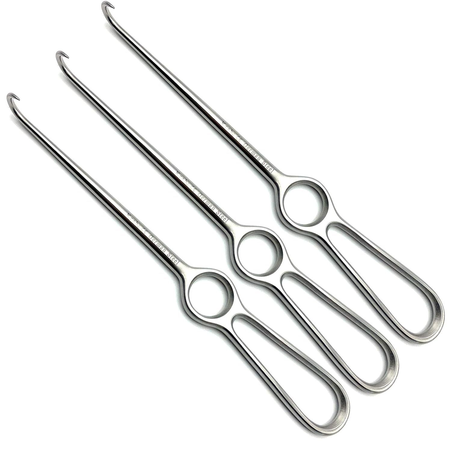 3 Pcs Kocher Skin Hooks Sharp 22 cm Orthopedic Instruments