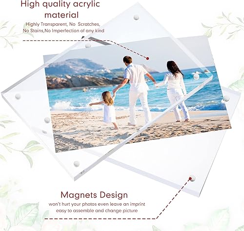 Miniatura 9 de 12 portarretratos de acrílico transparente, marco de fotos de acrílico transparente, pantalla magnética de escritorio de doble cara, marco acrílico