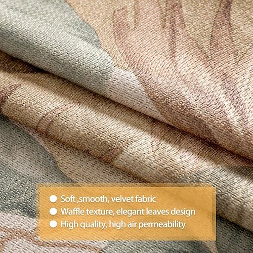 Vista 36 de Autumn Dream Cortinas opacas blancas con ojales en la parte superior, hojas pastorales de microfibra, flamenco floral, cortinas de granja para sala